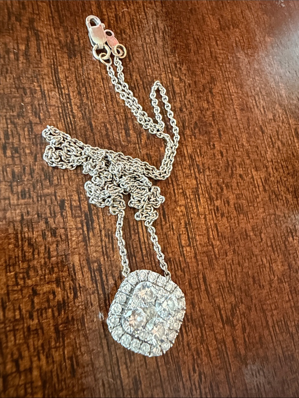 Kay Jewelers Silver Double Halo Cubic Zirconia Pendant Necklace